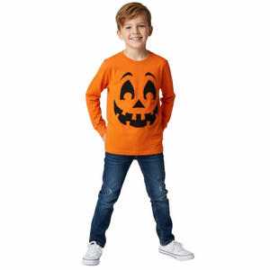 𝅺GYMBOREE Halloween Pumpkin 100% Cotton Jack-O-Lantern Long Sleeved Shirt